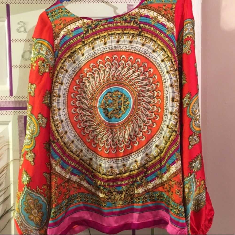 Arden B Flowy Blouse with Back and Arm Cutouts